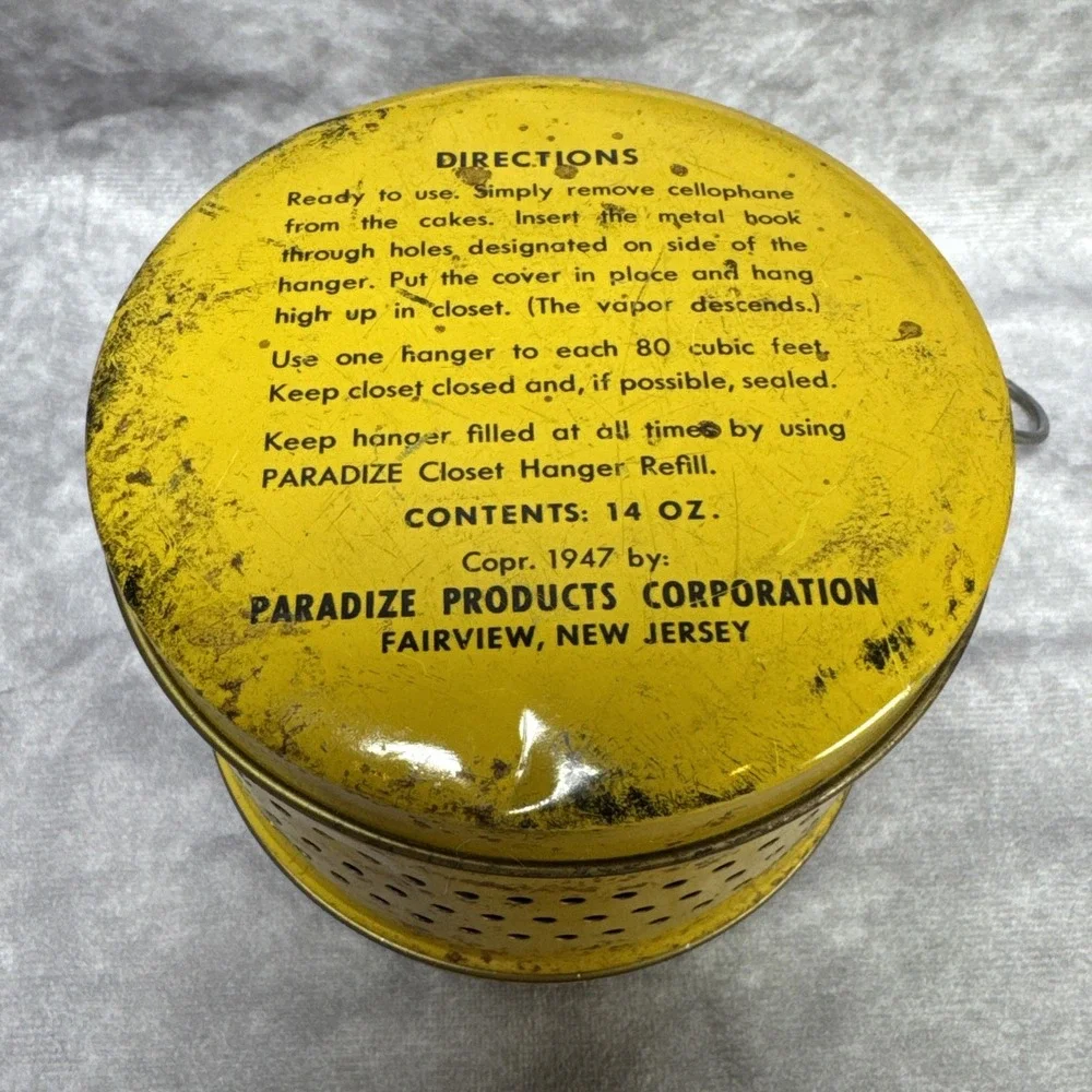 Vintage 1947 EMPTY Paradize Closet Hanger Metal Moth Tin  Movie Prop COLLECTIBLE
